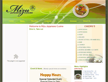 Tablet Screenshot of mizujapanesecuisine.com